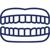 Dentures icon showing upper and lower false teeth aligned together.