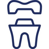 Dental crown icon showing tooth restoration procedure components for West River Dental Care.