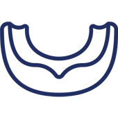 Dental mouth guard or retainer illustration in navy blue outline style