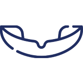 Dental mouth guard or sports protective equipment illustration in navy blue outline