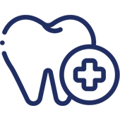 Tooth with medical cross symbol representing dental care services