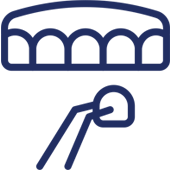 Dental bridge icon with extraction tool representing restorative dentistry services.