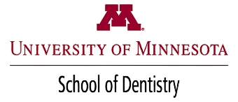 University of Minnesota School of Dentistry logo with maroon M symbol and text.